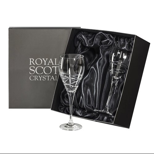 Skye 2 Large Wine Glasses 235mm (Presentation Boxed) Royal Scot Crystal